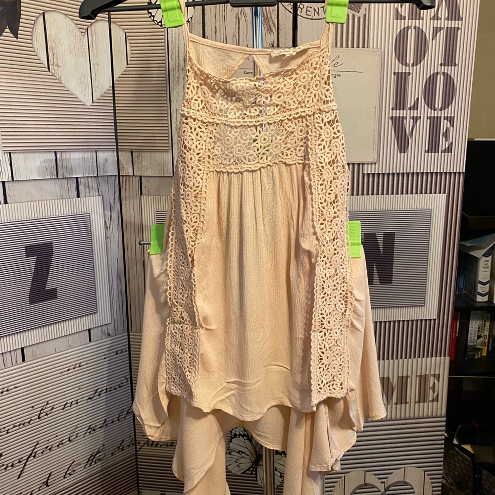 Women’s Cream Tank Top with lace.
